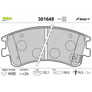 Слика 1 на комплет феродо, дискови кочници VALEO FIRST 301648