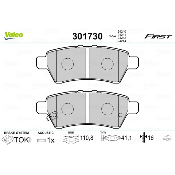 Слика на Комплет феродо, дискови кочници VALEO FIRST 301730