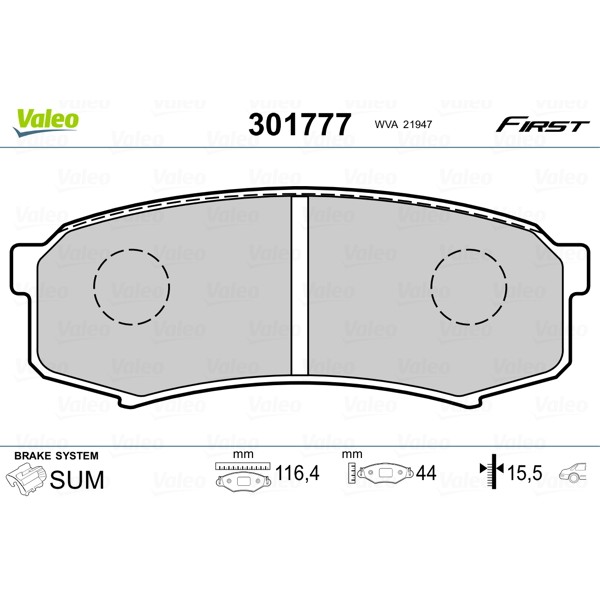 Слика на комплет феродо, дискови кочници VALEO FIRST 301777 за Mitsubishi Montero 4 (V80,V90) DI-D (V88W, V98W) - 170 коњи дизел