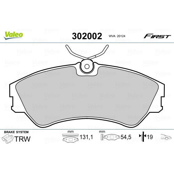 Слика на комплет феродо, дискови кочници VALEO FIRST 302002 за VW Transporter T4 Box 2.4 D - 78 коњи дизел