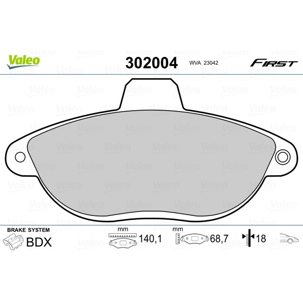 Слика на комплет феродо, дискови кочници VALEO FIRST 302004 за Citroen Jumpy U6U 1.9 D 70 - 69 коњи дизел