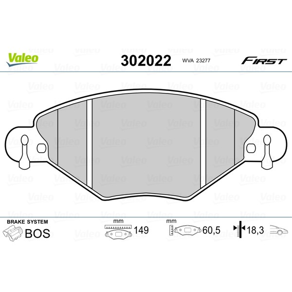 Слика на Комплет феродо, дискови кочници VALEO FIRST 302022