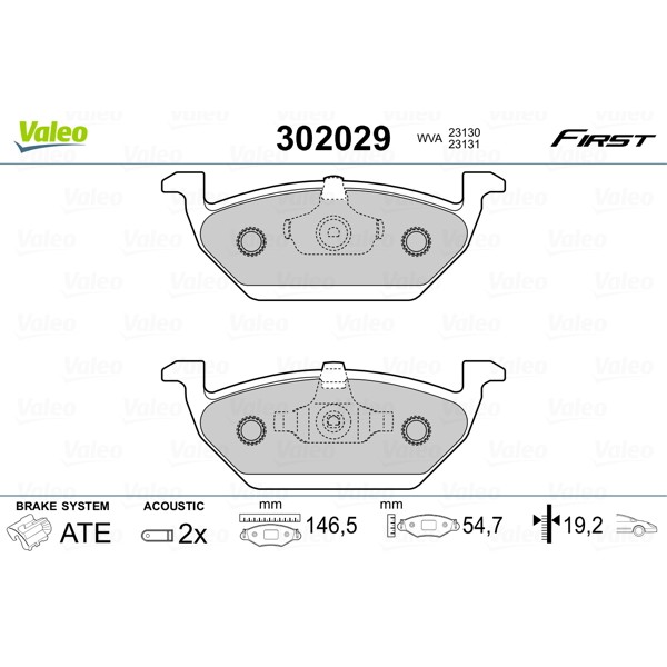 Слика на Комплет феродо, дискови кочници VALEO FIRST 302029