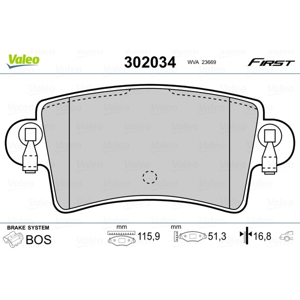 Слика на комплет феродо, дискови кочници VALEO FIRST 302034 за Renault Master 2 Box (FD) 2.5 dCi - 146 коњи дизел