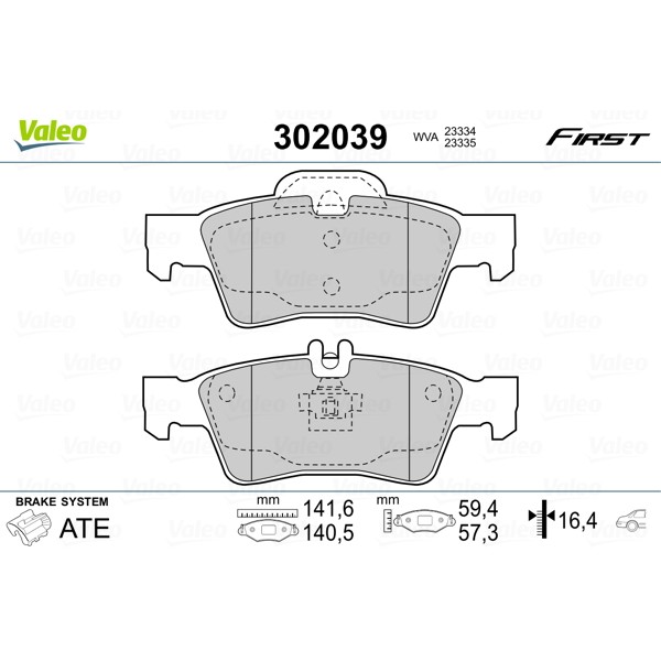 Слика на комплет феродо, дискови кочници VALEO FIRST 302039 за Mercedes E-class Estate (s211) E 500 T (211.270) - 306 коњи бензин