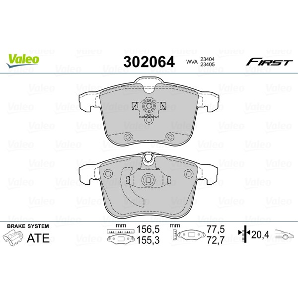 Слика на Комплет феродо, дискови кочници VALEO FIRST 302064