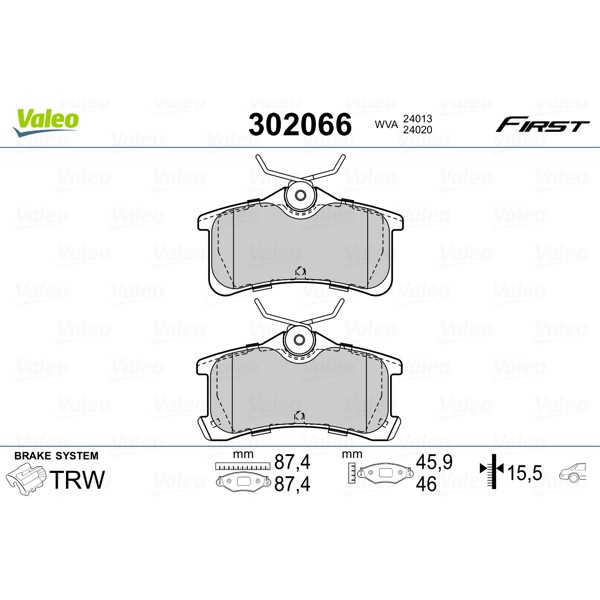 Слика на Комплет феродо, дискови кочници VALEO FIRST 302066