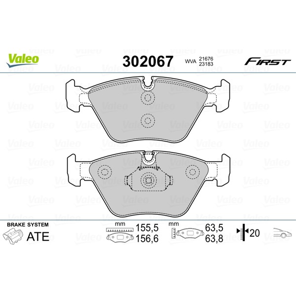 Слика на комплет феродо, дискови кочници VALEO FIRST 302067 за BMW X3 E83 xDrive 30 i - 272 коњи бензин