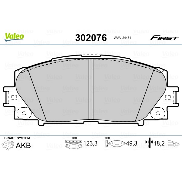 Слика на Комплет феродо, дискови кочници VALEO FIRST 302076