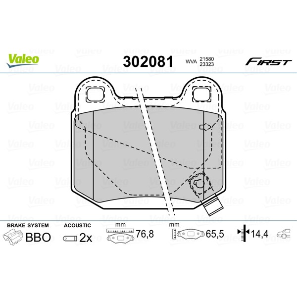 Слика на Комплет феродо, дискови кочници VALEO FIRST 302081