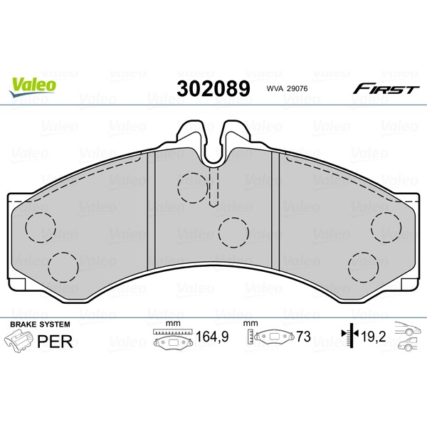 Слика на комплет феродо, дискови кочници VALEO FIRST 302089 за VW LT 28-46 2 Box (2DX0AE) 2.3 - 143 коњи бензин