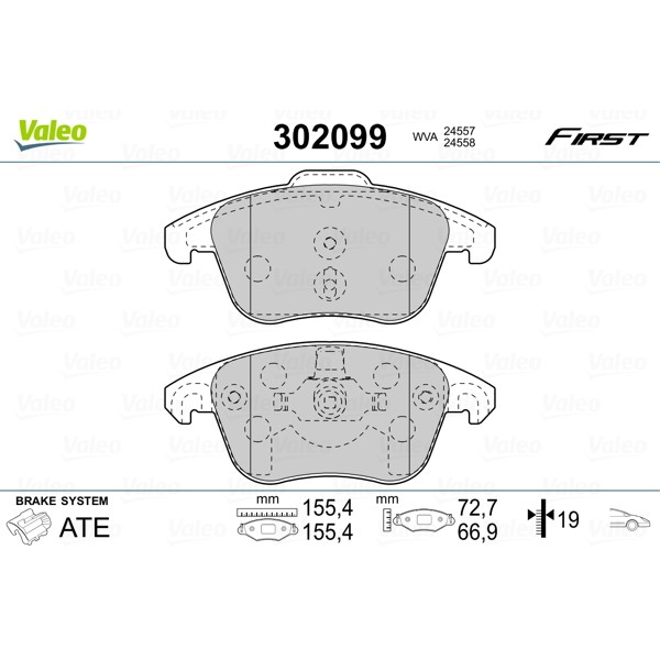 Слика на Комплет феродо, дискови кочници VALEO FIRST 302099