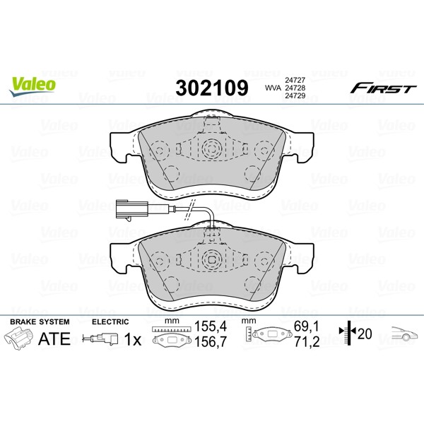 Слика на Комплет феродо, дискови кочници VALEO FIRST 302109