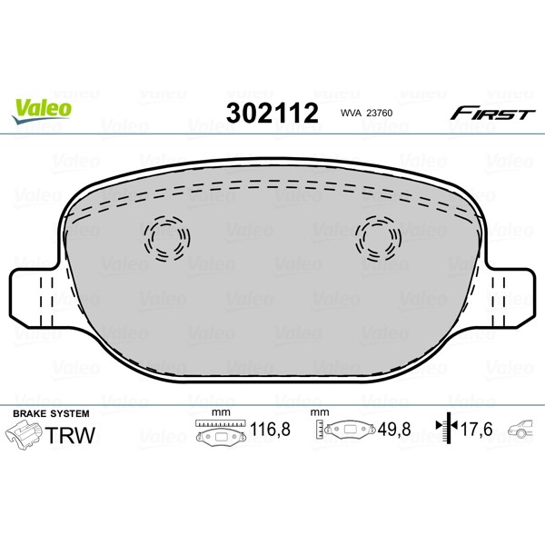 Слика на комплет феродо, дискови кочници VALEO FIRST 302112 за Alfa Romeo 159 Sedan 2.0 JTDM - 136 коњи дизел