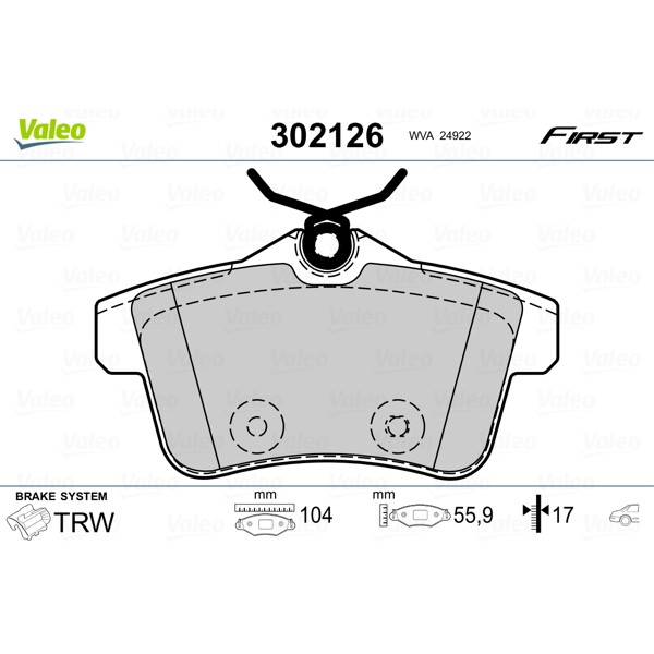 Слика на комплет феродо, дискови кочници VALEO FIRST 302126 за Peugeot 3008 1.6 HDi 115 / BlueHDi 115 - 116 коњи дизел