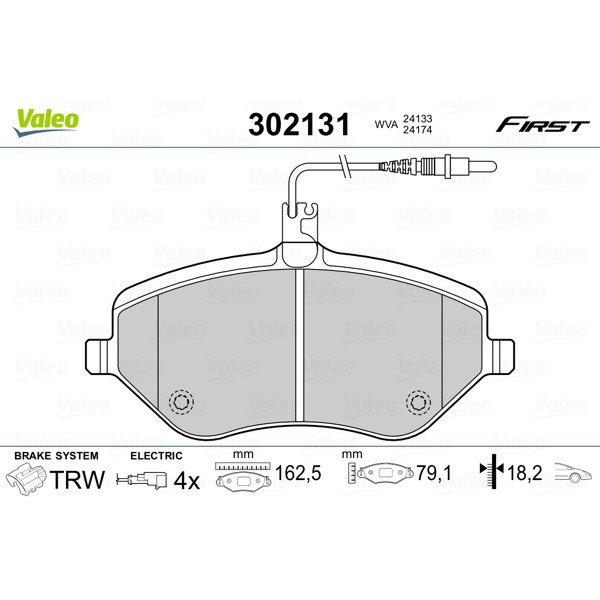 Слика на комплет феродо, дискови кочници VALEO FIRST 302131 за Peugeot 607 Saloon 2.2 HDI - 133 коњи дизел