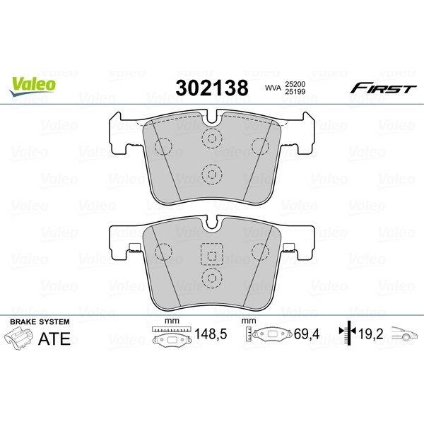 Слика на комплет феродо, дискови кочници VALEO FIRST 302138 за BMW 1 F21 125 d - 211 коњи дизел