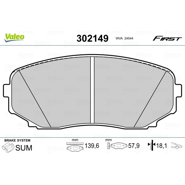 Слика на Комплет феродо, дискови кочници VALEO FIRST 302149