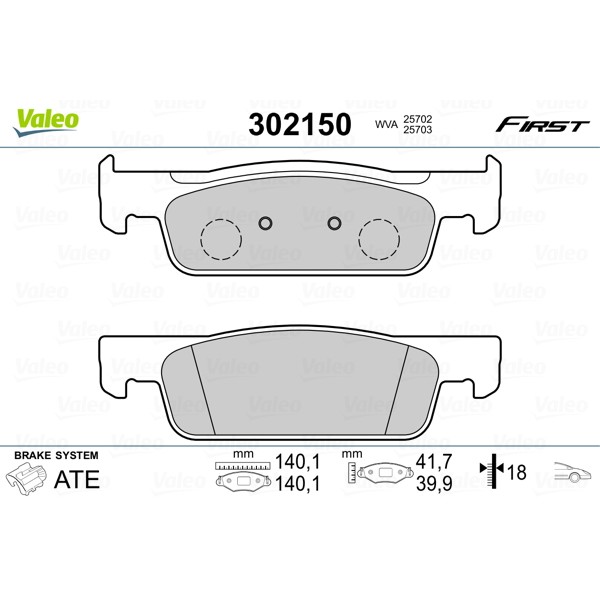 Слика на Комплет феродо, дискови кочници VALEO FIRST 302150