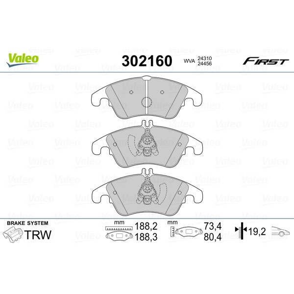 Слика на комплет феродо, дискови кочници VALEO FIRST 302160 за Mercedes C-class Estate (s204) C 280 (204.254) - 231 коњи бензин