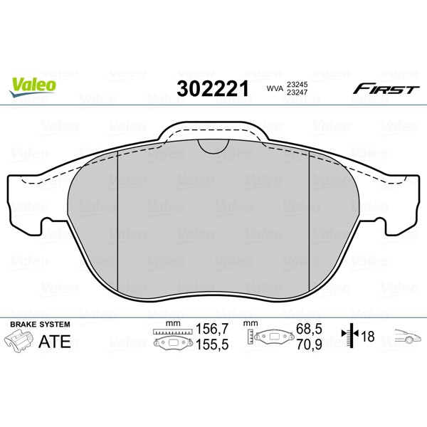 Слика на комплет феродо, дискови кочници VALEO FIRST 302221 за Renault Laguna 2 Sport Tourer (KG0-1) 1.9 dCi (KG0G) - 120 коњи дизел