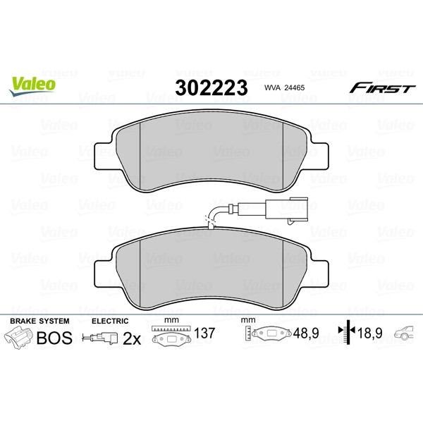 Слика на комплет феродо, дискови кочници VALEO FIRST 302223 за Peugeot Boxer Bus 2.0 BlueHDi 130 - 130 коњи дизел