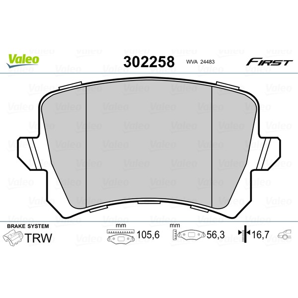 Слика на комплет феродо, дискови кочници VALEO FIRST 302258 за Audi Q3 8U 1.4 TFSI - 150 коњи бензин