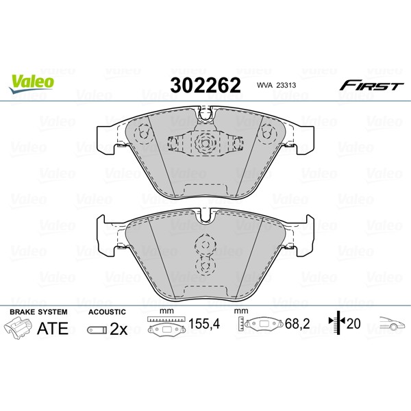 Слика на комплет феродо, дискови кочници VALEO FIRST 302262 за BMW 3 Sedan E90 320 d - 177 коњи дизел