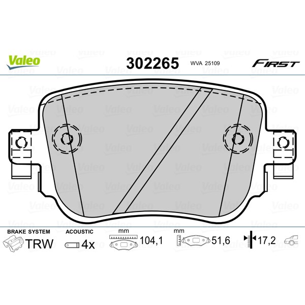 Слика на комплет феродо, дискови кочници VALEO FIRST 302265 за Seat Leon SC (5F5) 1.2 TSI - 110 коњи бензин