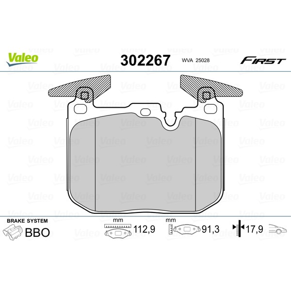 Слика на комплет феродо, дискови кочници VALEO FIRST 302267 за BMW 3 Gran Turismo F34 320 d xDrive - 190 коњи дизел