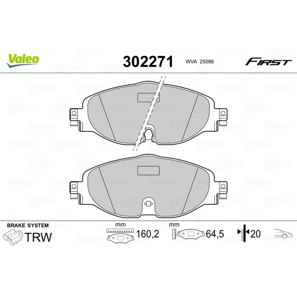 Слика на комплет феродо, дискови кочници VALEO FIRST 302271 за VW Golf 7 Estate (BA5) 1.2 TSI - 110 коњи бензин