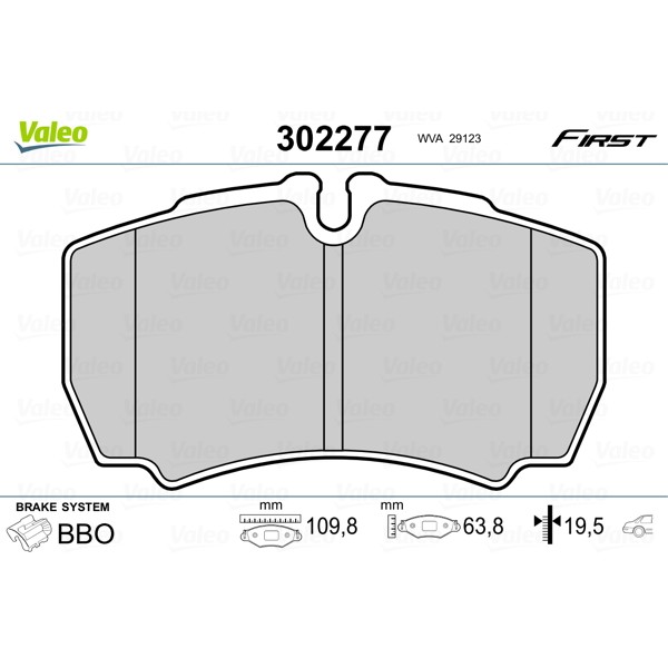 Слика на Комплет феродо, дискови кочници VALEO FIRST 302277