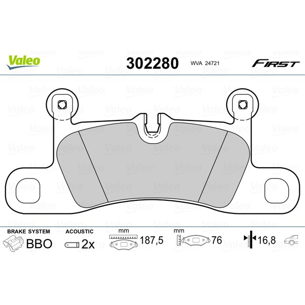 Слика на комплет феродо, дискови кочници VALEO FIRST 302280 за Porsche Cayenne (955, 9PA) Turbo S 4.8 - 550 коњи бензин