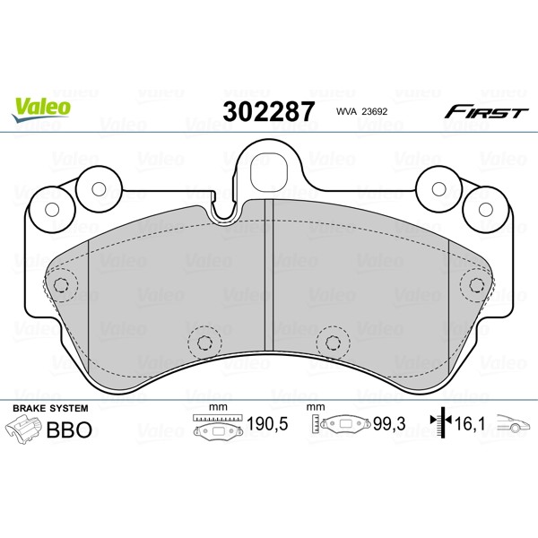 Слика на комплет феродо, дискови кочници VALEO FIRST 302287 за Porsche Cayenne (955, 9PA) 3.0 TDI - 240 коњи дизел