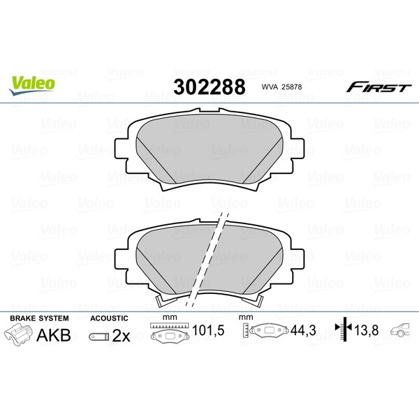 Слика на Комплет феродо, дискови кочници VALEO FIRST 302288