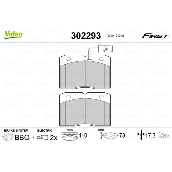 Слика на комплет феродо, дискови кочници VALEO FIRST 302293 за камион Iveco Daily 1 Platform   - 103 коњи дизел