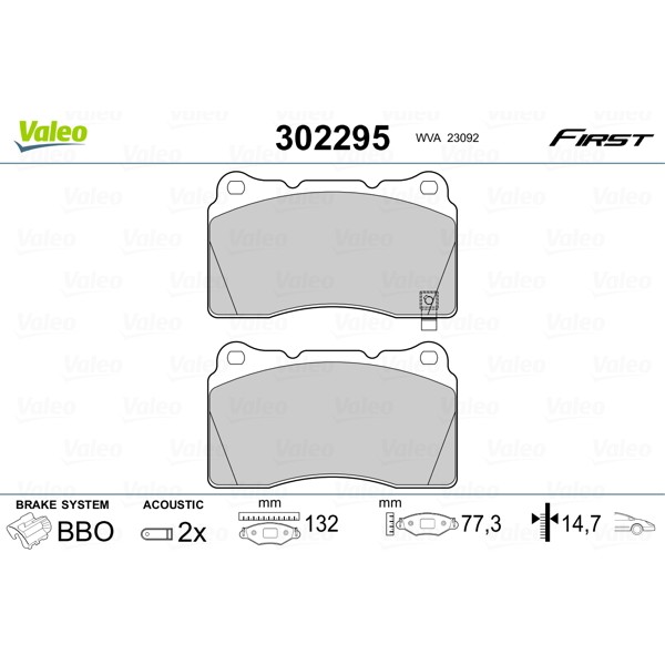 Слика на Комплет феродо, дискови кочници VALEO FIRST 302295