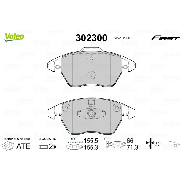 Слика на комплет феродо, дискови кочници VALEO FIRST 302300 за Seat Ibiza 4 Sportcoupe (6J) 1.2 - 70 коњи бензин