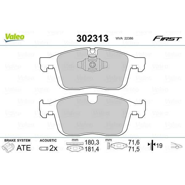 Слика на Комплет феродо, дискови кочници VALEO FIRST 302313