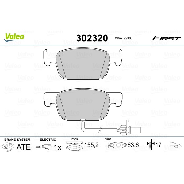 Слика на Комплет феродо, дискови кочници VALEO FIRST 302320