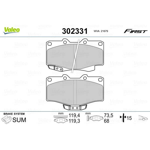 Слика на Комплет феродо, дискови кочници VALEO FIRST 302331