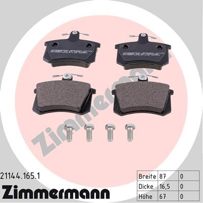 Слика на комплет феродо, дискови кочници ZIMMERMANN 21144.165.1 за Audi A4 Avant (8D5, B5) 1.9 TDI quattro - 110 коњи дизел