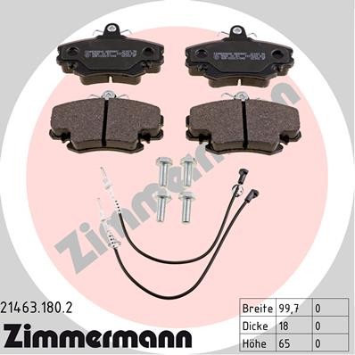 Слика на комплет феродо, дискови кочници ZIMMERMANN 21463.180.2 за Renault 19 II Chamade 1.4 - 78 коњи бензин