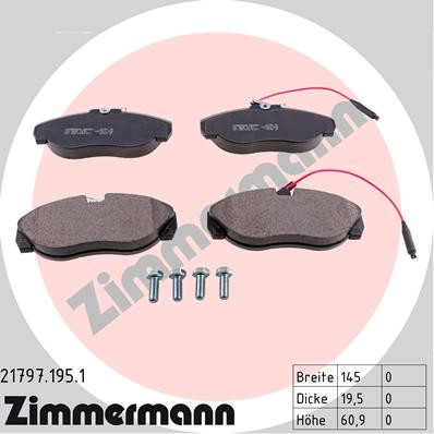 Слика на комплет феродо, дискови кочници ZIMMERMANN 21797.195.1 за Peugeot Boxer Box (230L) 2.0 i - 109 коњи бензин