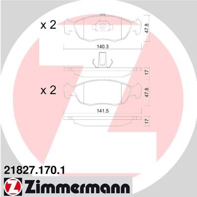 Слика на комплет феродо, дискови кочници ZIMMERMANN 21827.170.1 за Citroen Saxo S0,S1 1.0 X - 50 коњи бензин