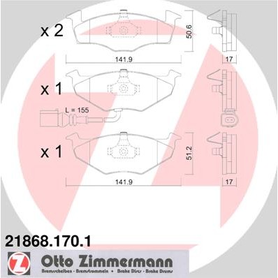 Слика на Комплет феродо, дискови кочници ZIMMERMANN 21868.170.1