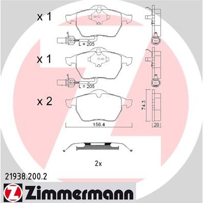 Слика на Комплет феродо, дискови кочници ZIMMERMANN 21938.200.2