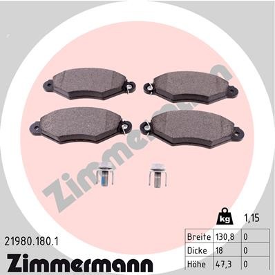 Слика на Комплет феродо, дискови кочници ZIMMERMANN 21980.180.1