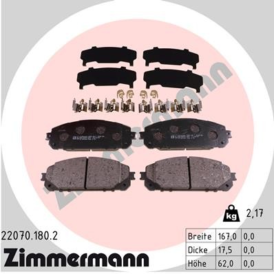 Слика на Комплет феродо, дискови кочници ZIMMERMANN 22070.180.2