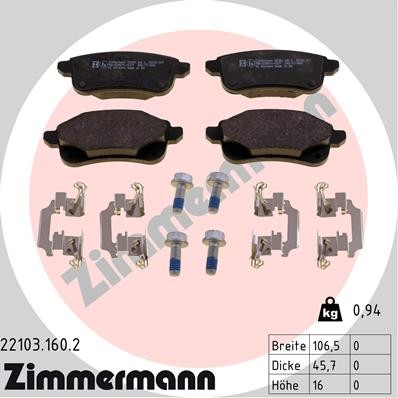 Слика на Комплет феродо, дискови кочници ZIMMERMANN 22103.160.2